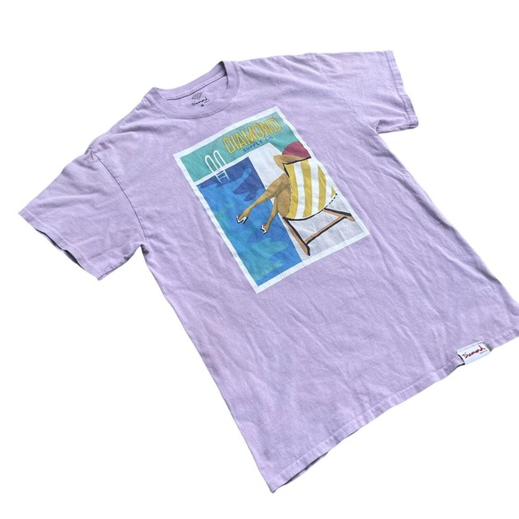 Diamond‎ Supply Co Lady Woman Poolside Pink Purple T Shirt Sz Medium Graphic - Picture 5 of 6